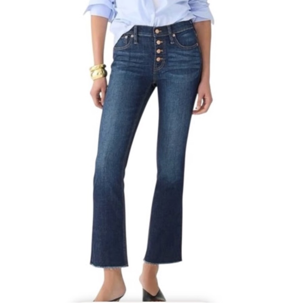 JCrew 9" demi-boot crop jean in Dark Worn wash